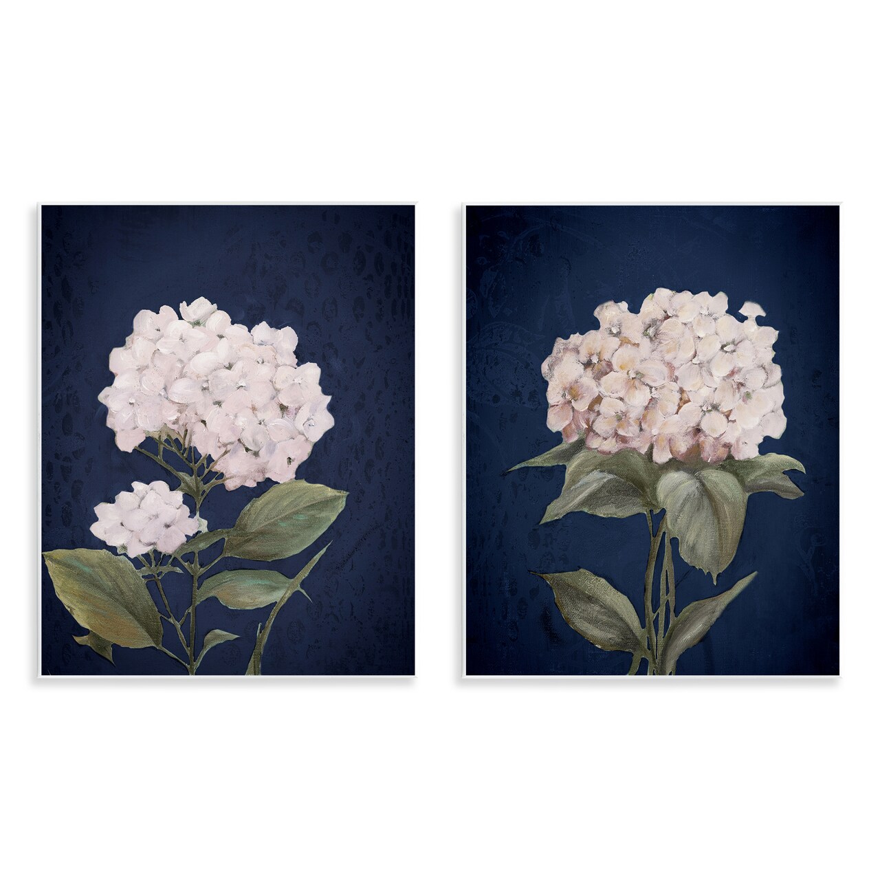 Stupell Industries Hydrangea Flower on Blue 2 pc Wall Plaque Art Set Design by Patricia Pinto
